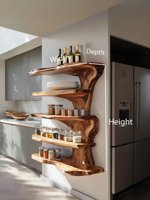 Rustic Live Edge Floating Shelf For Kitchen