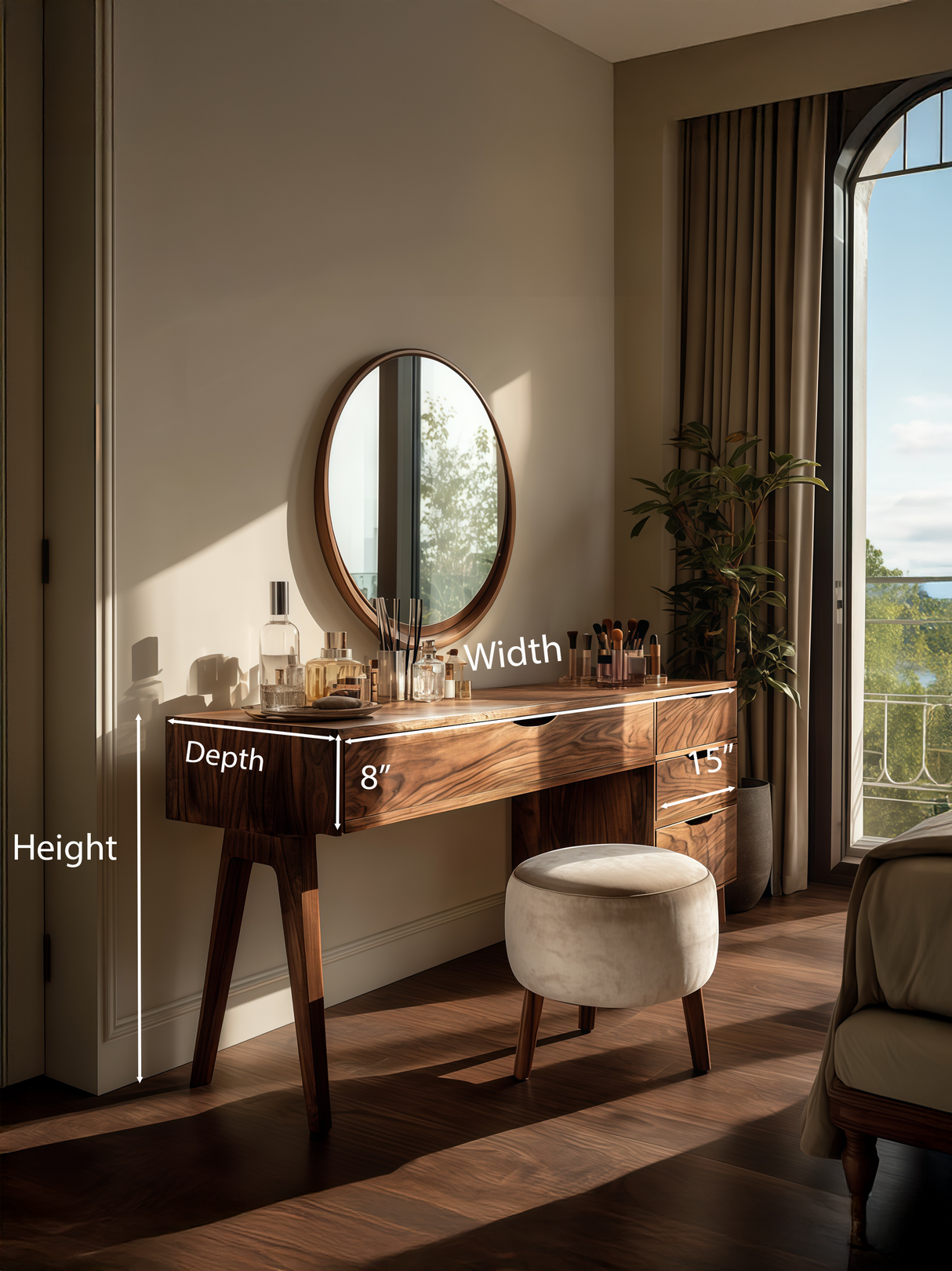 Modern Handmade Vanity Desk With Storage Drawers