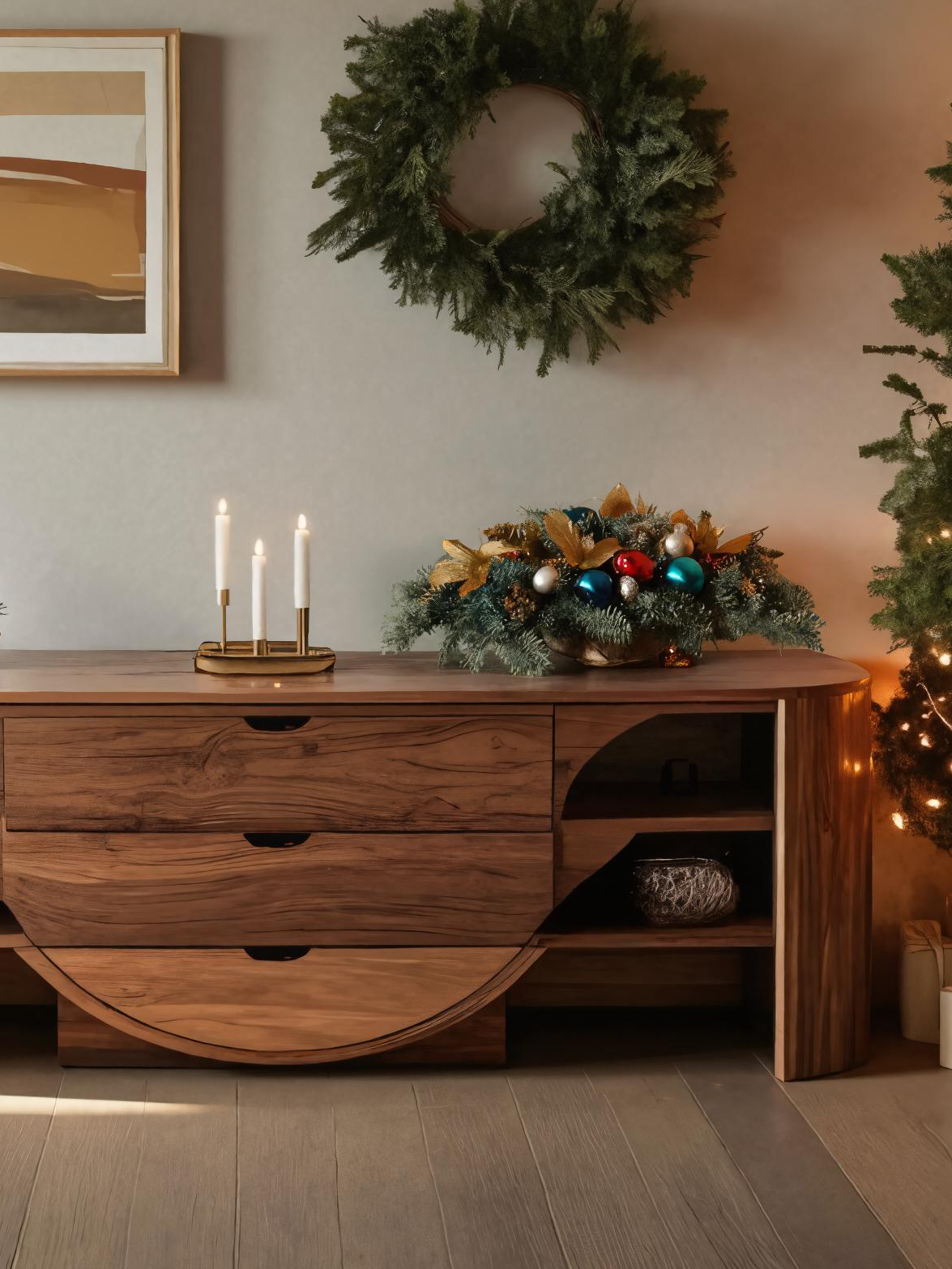 Christmas Modern Sideboard With Drawers For Living Room Or Dining