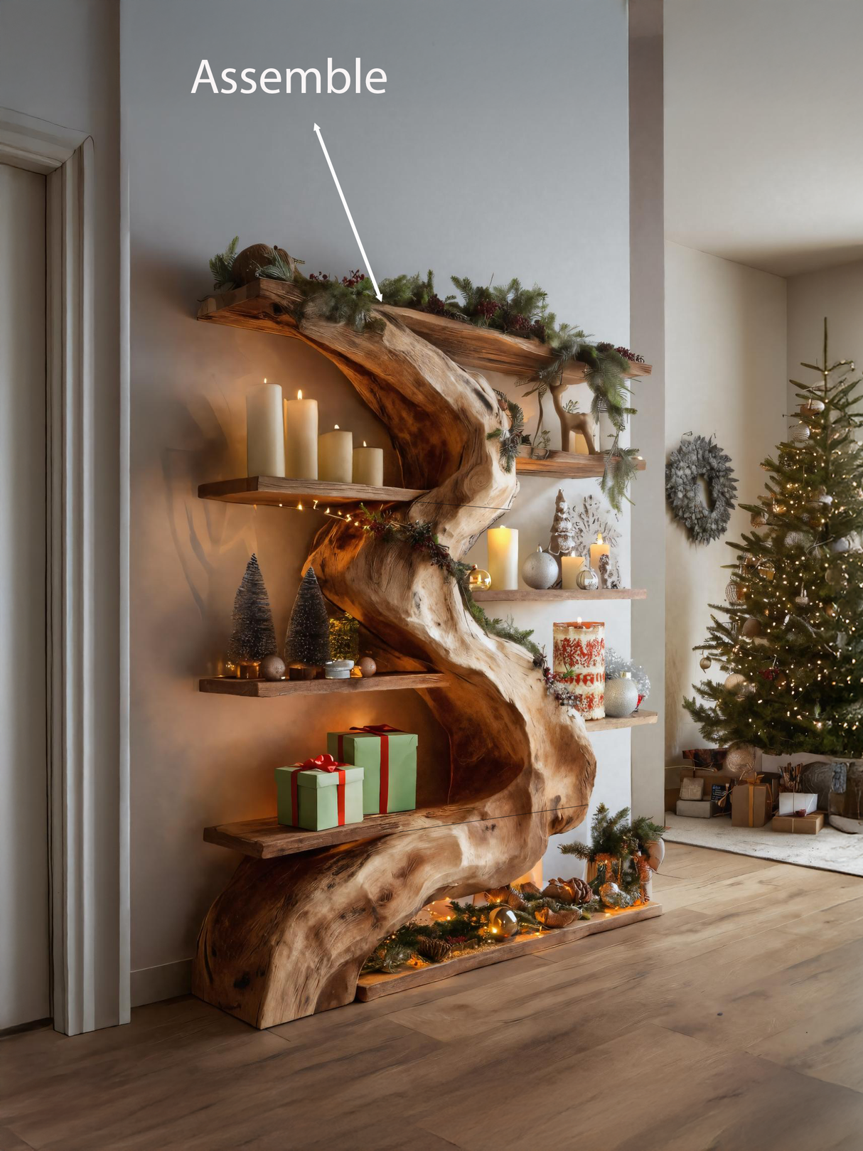 Rustic Live Edge Shelf For Living Room Or Holiday