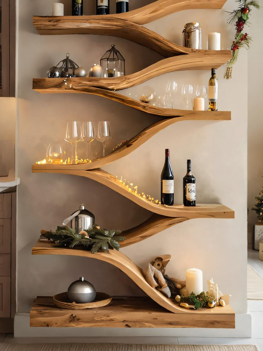 Christmas Handmade Sculptural Wall Shelf For Dining Room
