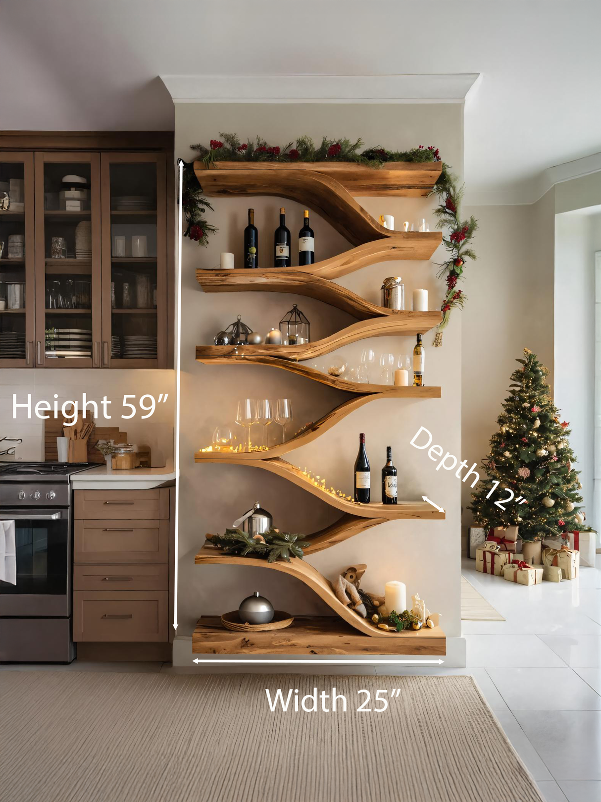 Christmas Handmade Sculptural Wall Shelf For Dining Room