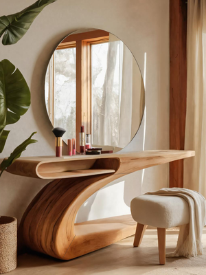 Modern Sculptural Vanity Table With Curved Design For Bedroom
