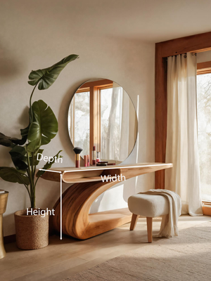 Modern Sculptural Vanity Table With Curved Design For Bedroom