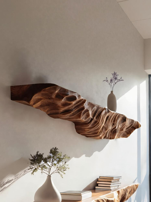 Artistic Sculptural Floating Shelf For Living Room