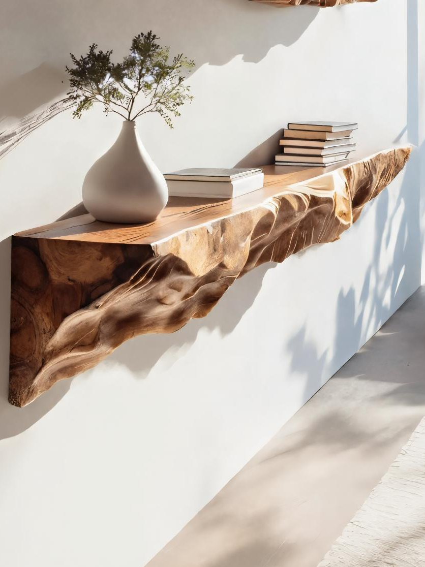 Artistic Sculptural Floating Shelf For Living Room