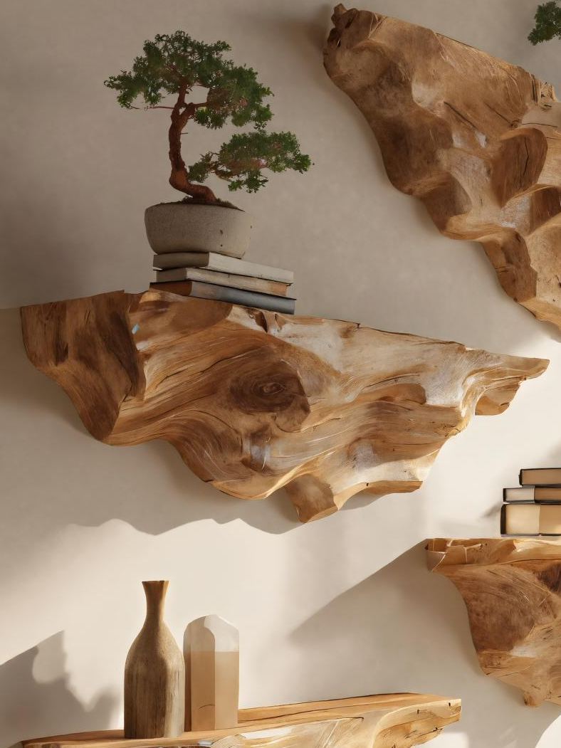 Modern Live Edge Floating Shelf For Living Room