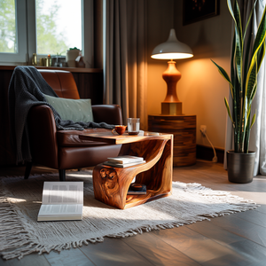 Contemporary Sculptural Wooden Side Table For Living Spaces