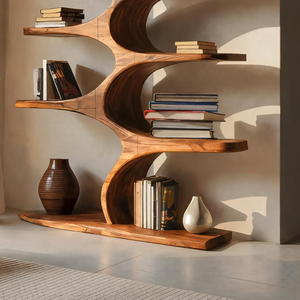 Artistic Curved Bookshelf Fluid Lines Statement For Designer Interiors