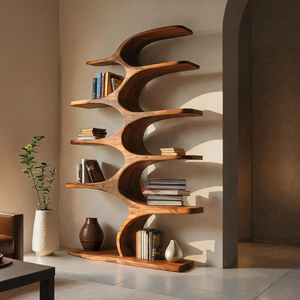 Artistic Curved Bookshelf Fluid Lines Statement For Designer Interiors