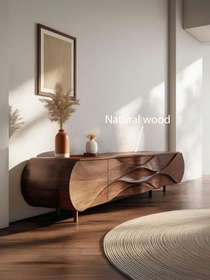 Modern Sideboard With Carved Wave For Living Room