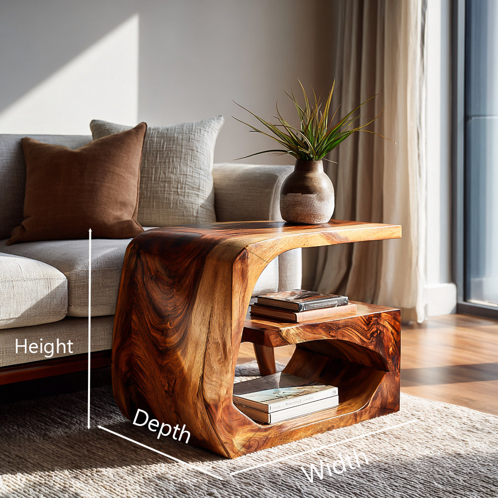 Handcrafted Wood Side Table For Home Accent Furniture
