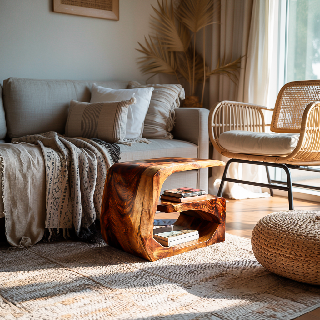 Handcrafted Wood Side Table For Home Accent Furniture