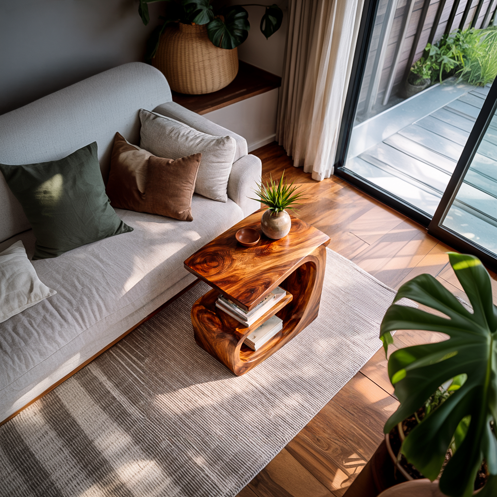 Handcrafted Wood Side Table For Home Accent Furniture