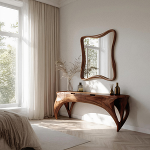 Artistic Sculptural Vanity Table With Drawers For Bedroom