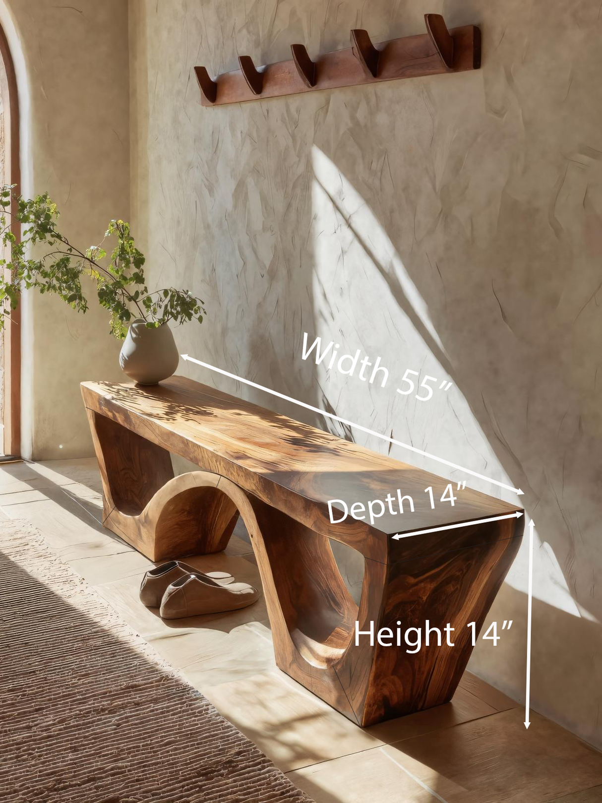 Modern Sculptural Bench With Organic Curves For Living Room