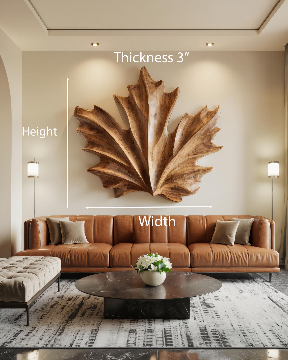 Large Sculptural Leaf Wall Art For Living Room