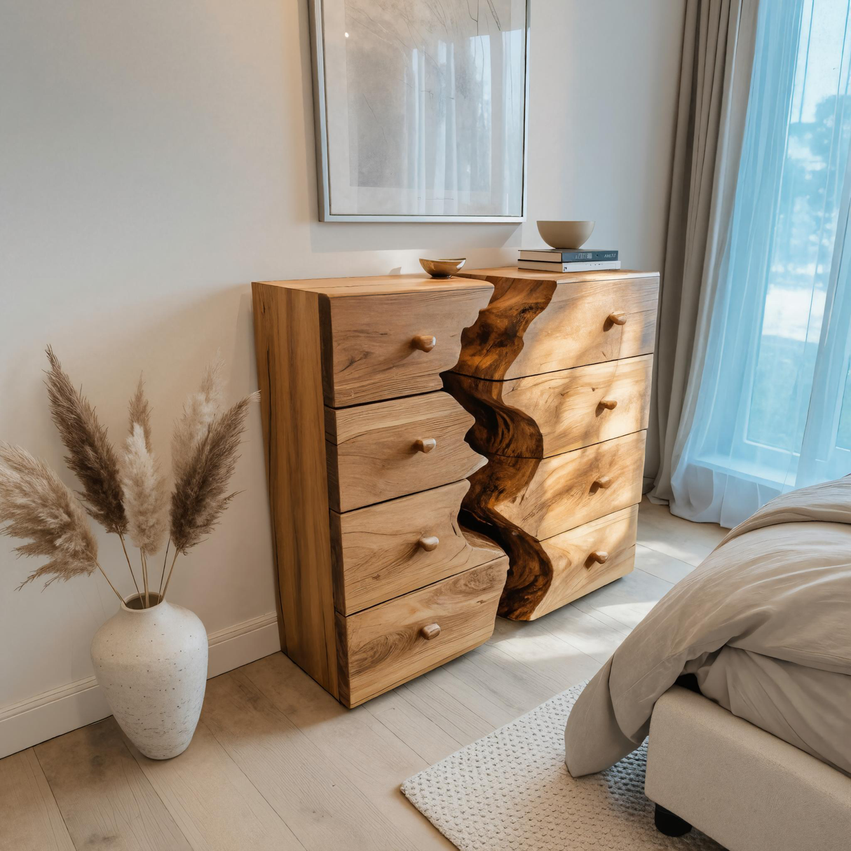 Modern Organic Dresser With River Design For Bedroom