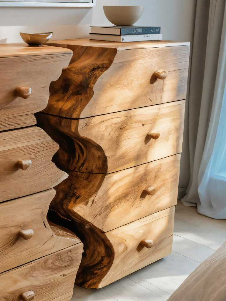 Modern Organic Dresser With River Design For Bedroom