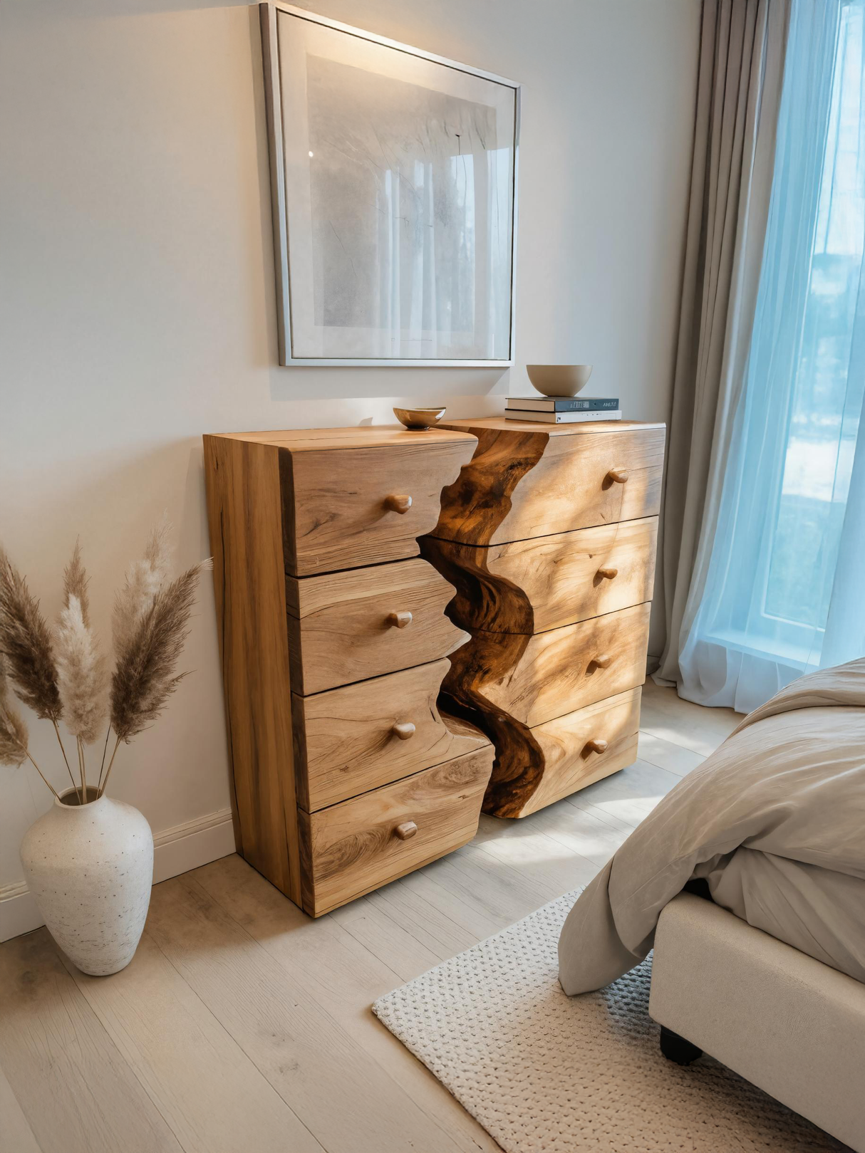 Modern Organic Dresser With River Design For Bedroom