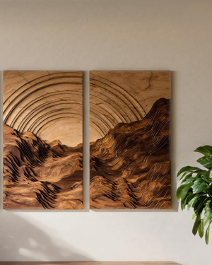 Set Sculptural Wall Art With Layered Landscape For Living Room