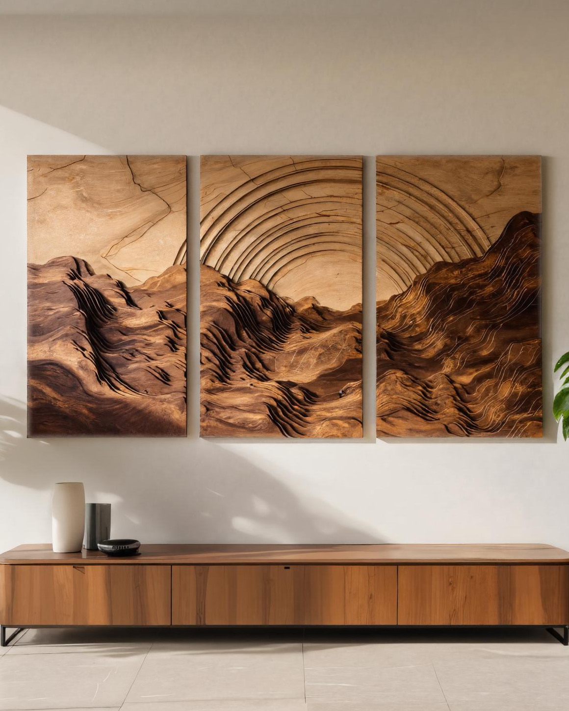 Set Sculptural Wall Art With Layered Landscape For Living Room