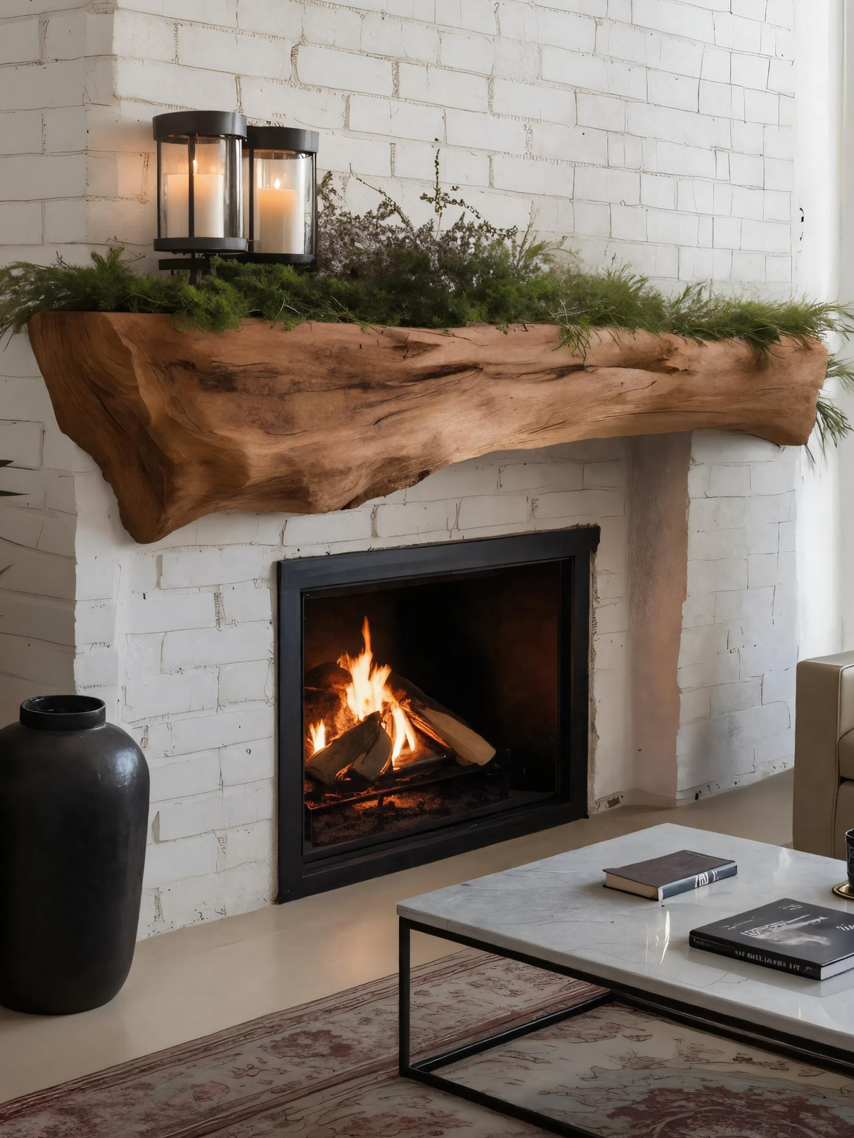 Rustic Fireplace Mantel Beam For Holiday Decoration