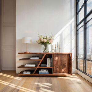 Modern Sideboard With Shelves And Cabinet For Living Room