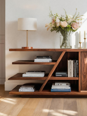 Modern Sideboard With Shelves And Cabinet For Living Room