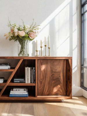 Modern Sideboard With Shelves And Cabinet For Living Room