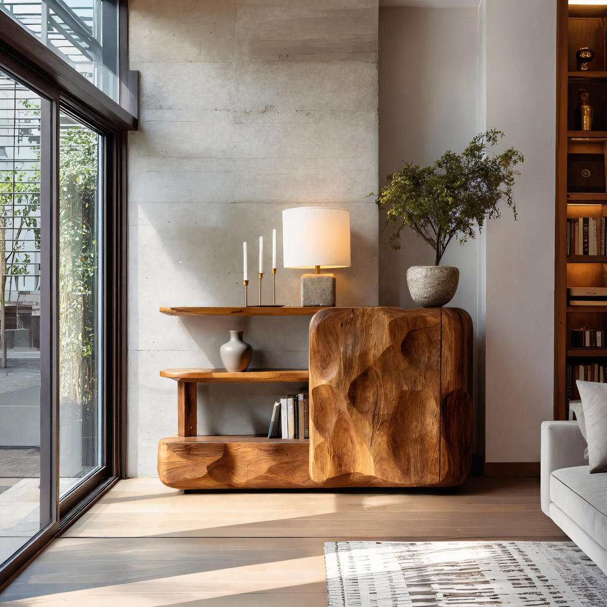 Artistic Sideboard With Cabinet And Shelves For Living Room – ET Woodcrafts
