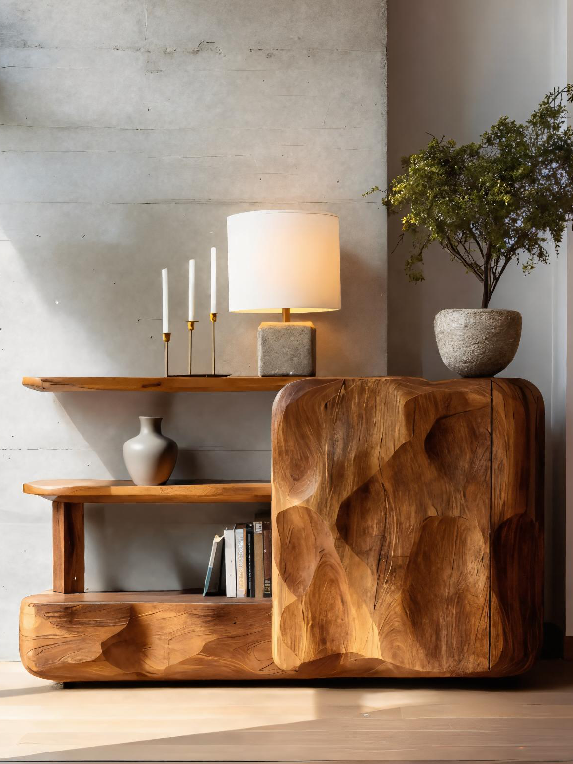 Artistic Sideboard With Cabinet And Shelves For Living Room