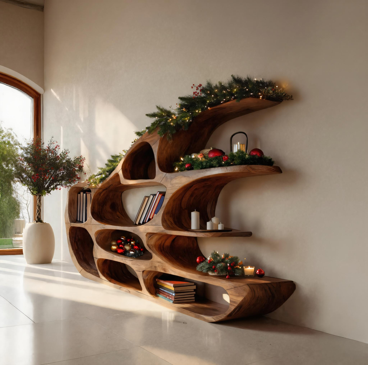 Modern Sculptural Shelf For Holiday Decoration