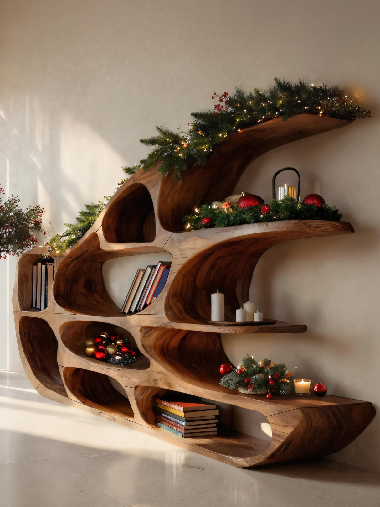 Modern Sculptural Shelf For Holiday Decoration