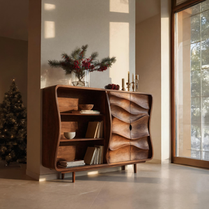 Modern Cabinet With Wavy Design For Living Room
