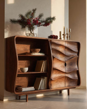 Modern Cabinet With Wavy Design For Living Room
