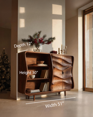 Modern Cabinet With Wavy Design For Living Room