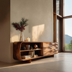 Modern Carved Wave Cabinet For Holiday Decoration