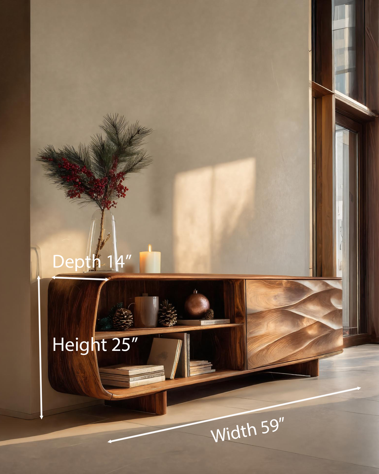 Modern Carved Wave Cabinet For Holiday Decoration