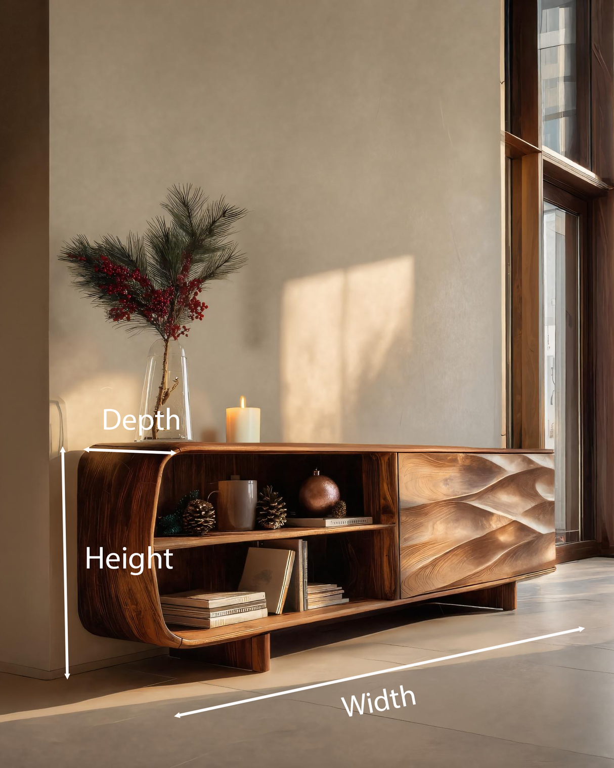 Modern Carved Wave Cabinet For Holiday Decoration