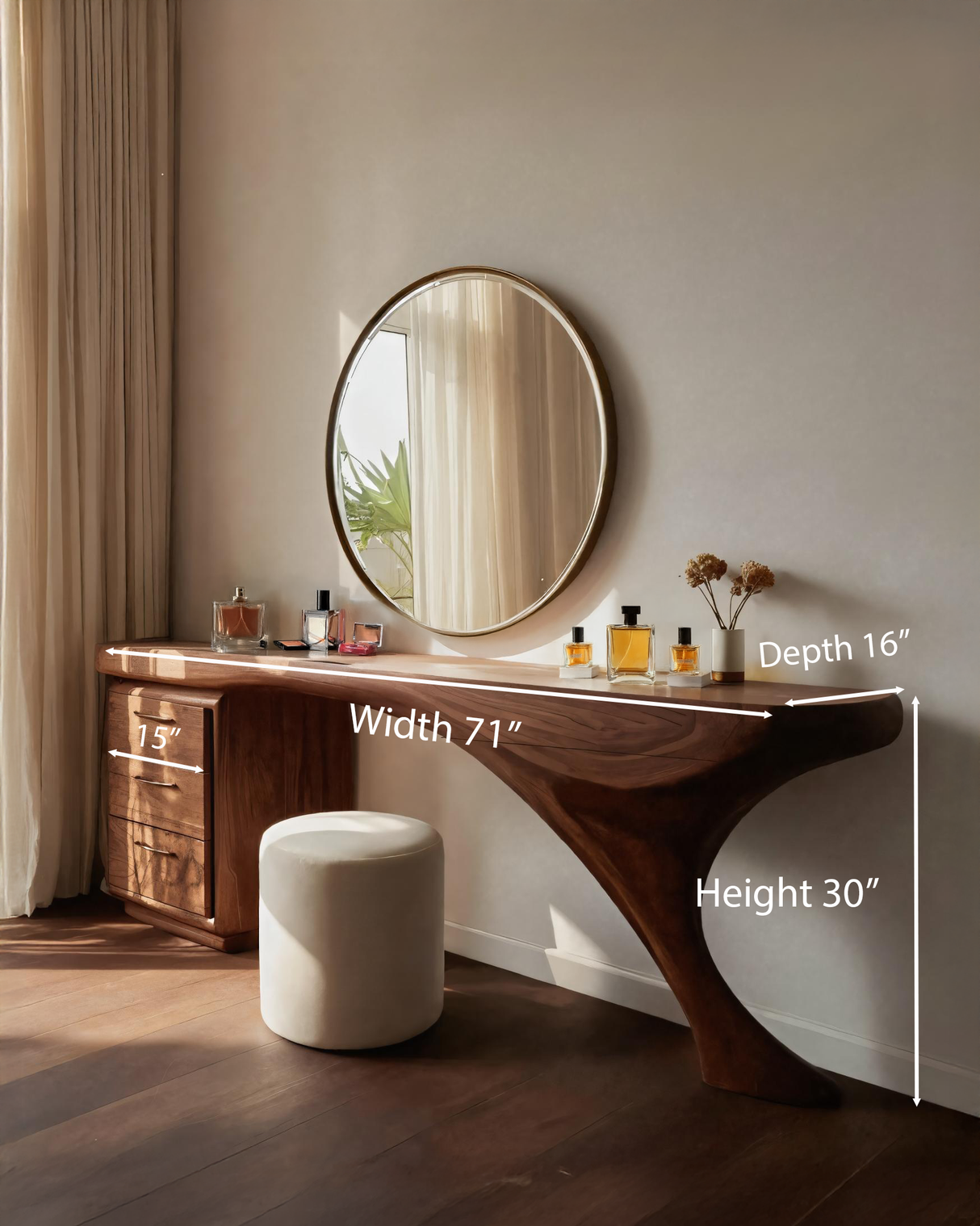 Modern Sculptural Vanity Table For Dressing Area