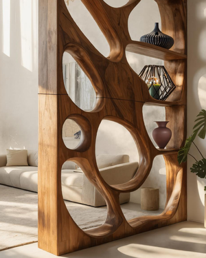 Modern Openwork Divider With Display Shelves For Living Room