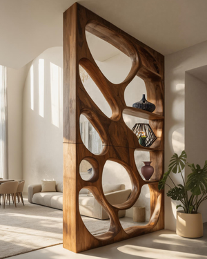 Modern Openwork Divider With Display Shelves For Living Room