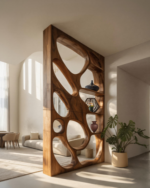 Modern Openwork Divider With Display Shelves For Living Room