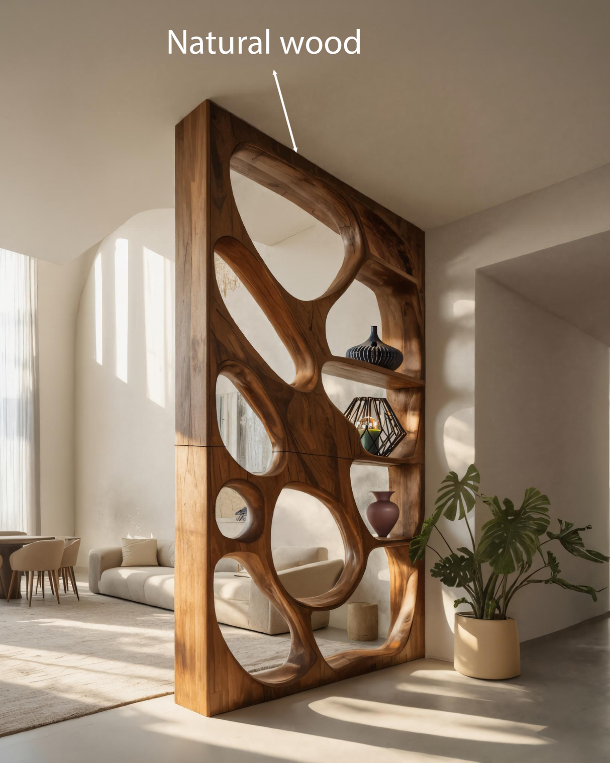 Modern Openwork Divider With Display Shelves For Living Room