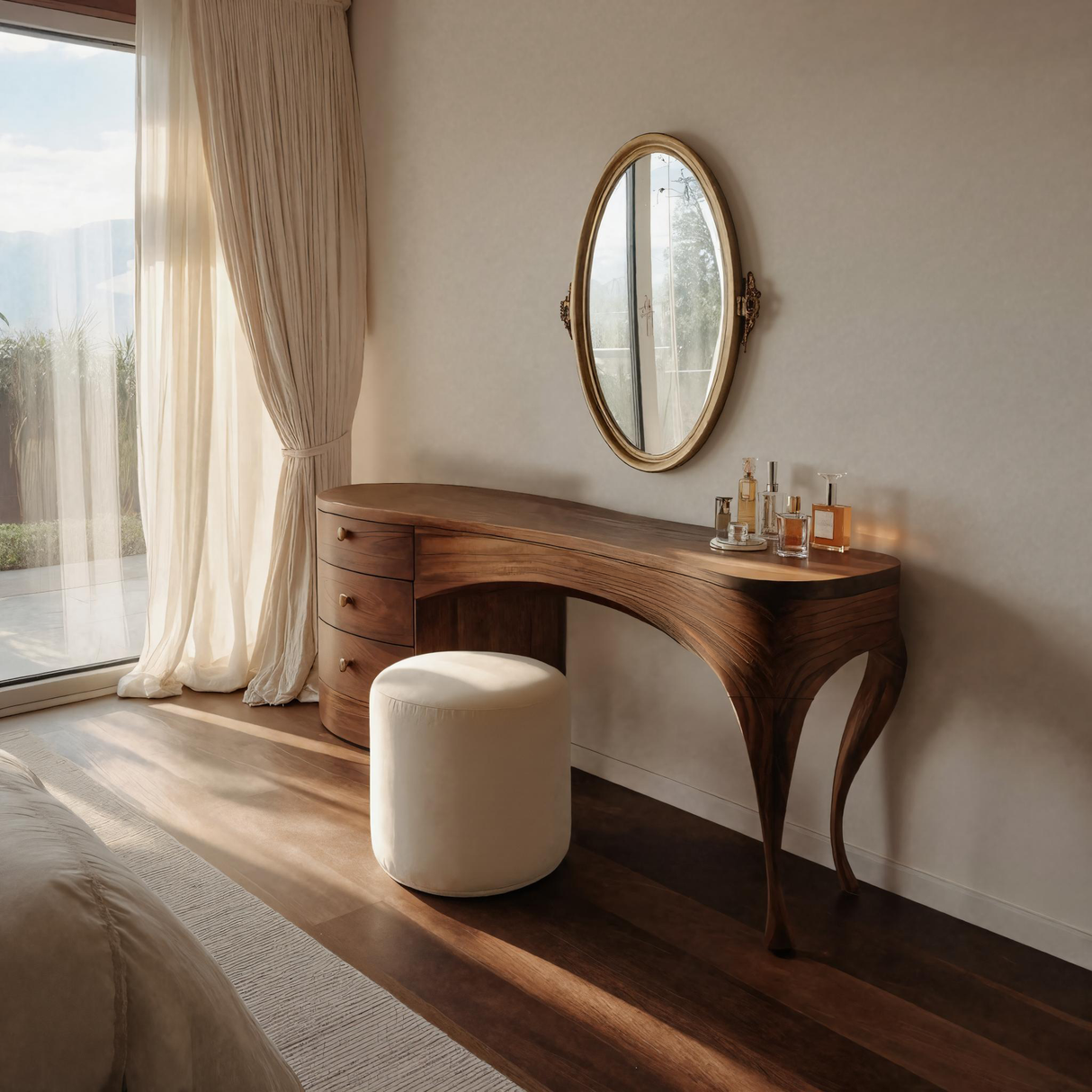 Curved Vanity Table For Bedroom Or Dressing Space