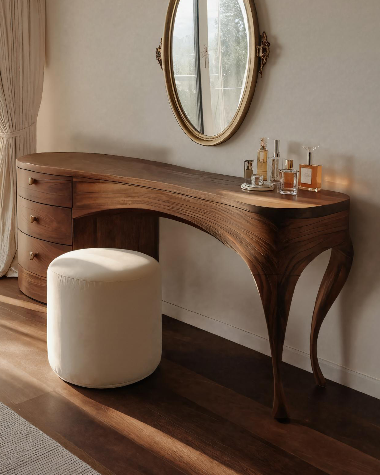 Curved Vanity Table For Bedroom Or Dressing Space