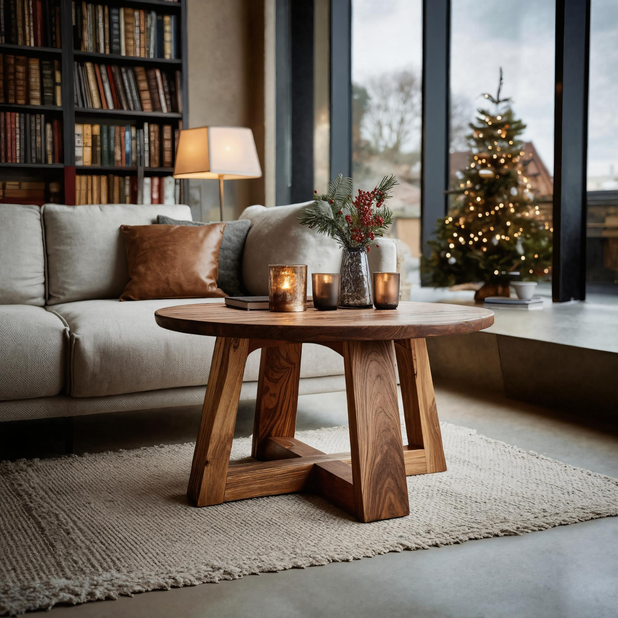 Minimalist Round Side Table For Holiday Decoration