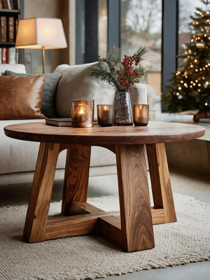 Minimalist Round Side Table For Holiday Decoration