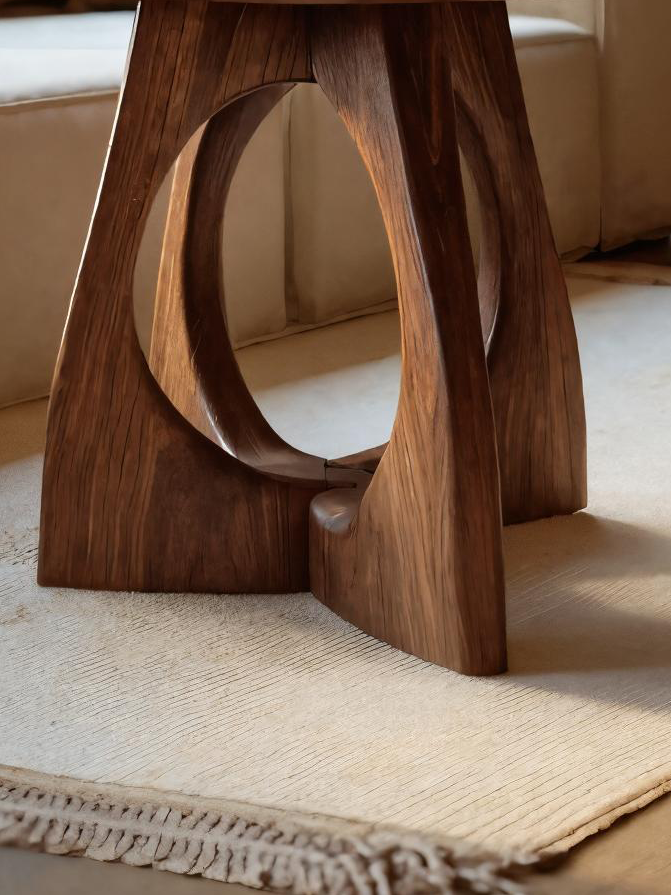 Sculptural Side Table With Circular Base For Living Room